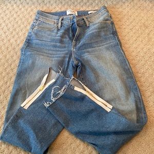 FRAME denim zipper high rise straight jeans